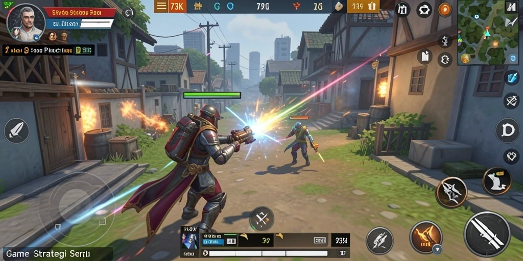 Tampilan gameplay kompetitif dalam game strategi 73K.