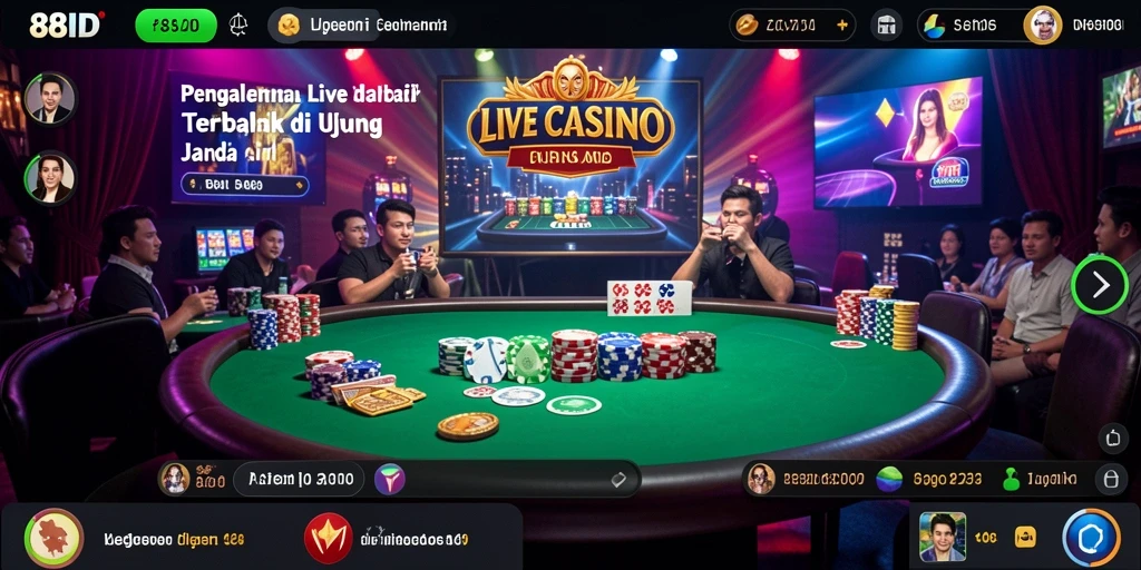 Tampilan gameplay Live Casino yang mendebarkan dan interaktif di 88ID.