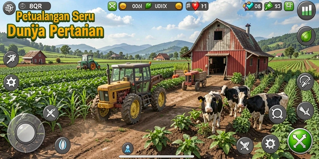 Gameplay Farming yang memukau dan seru di 8QR.