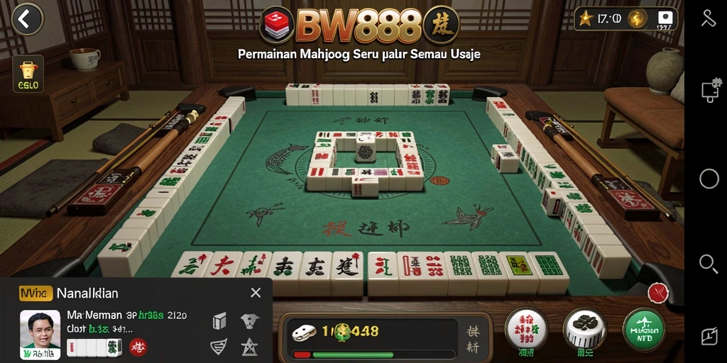 Tampilan menarik dari gameplay BW888 dengan elemen Mahjong yang klasik.