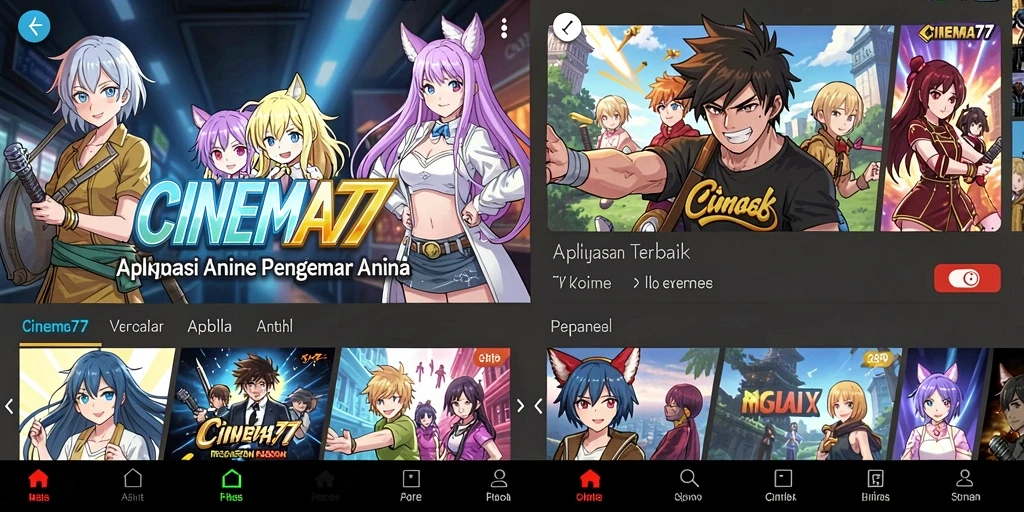 Tampilan gameplay CINEMA77 dengan berbagai pilihan anime.