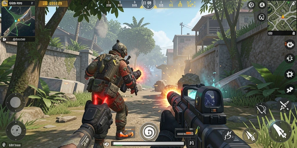 Menunjukkan aksi pertempuran seru dalam gameplay GG99 dengan grafis menarik.