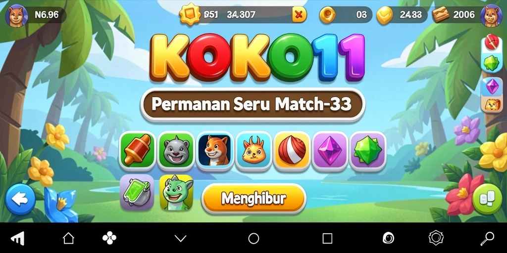Tangkapan layar gameplay KOKO11 yang menarik dan penuh warna.