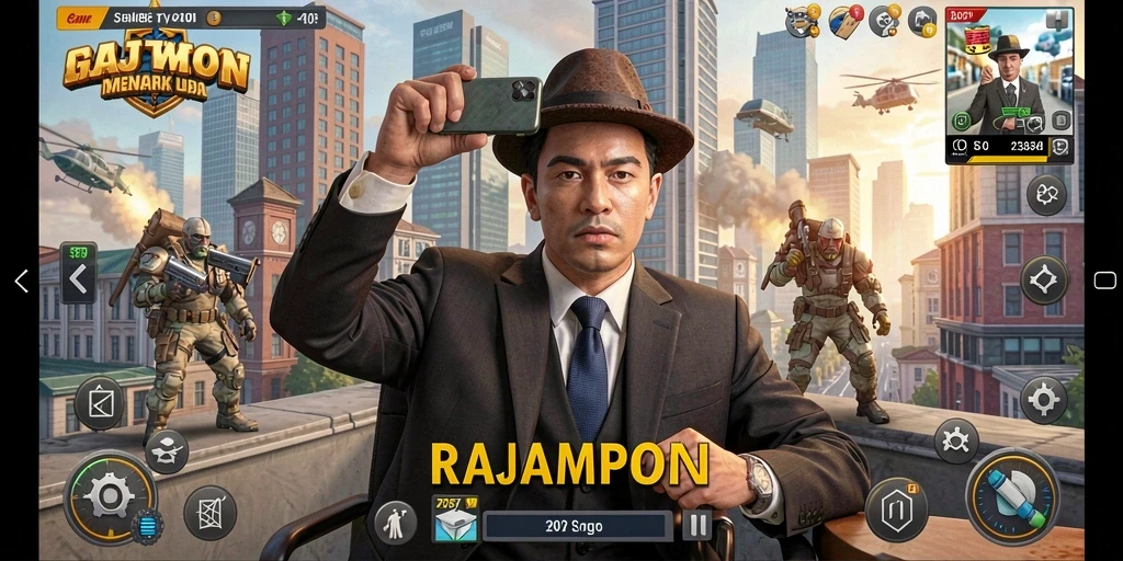 Tangkapan layar RAJAMPO menunjukkan gameplay menarik dan strategi bisnis yang harus diterapkan.