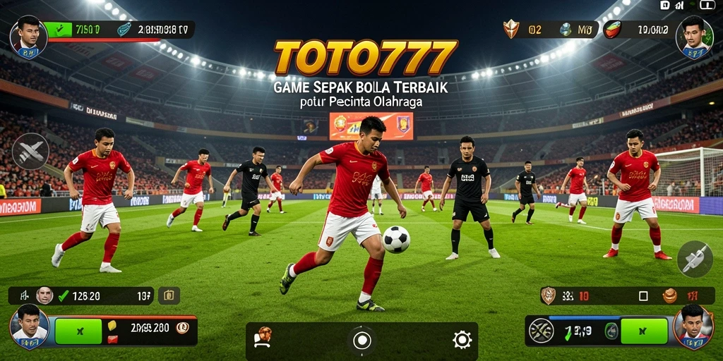 Screenshot gameplay TOTO777 menunjukkan aksi seru dalam sepak bola.