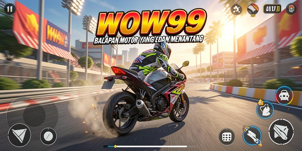 Gameplay balapan motor yang mendebarkan dan seru.