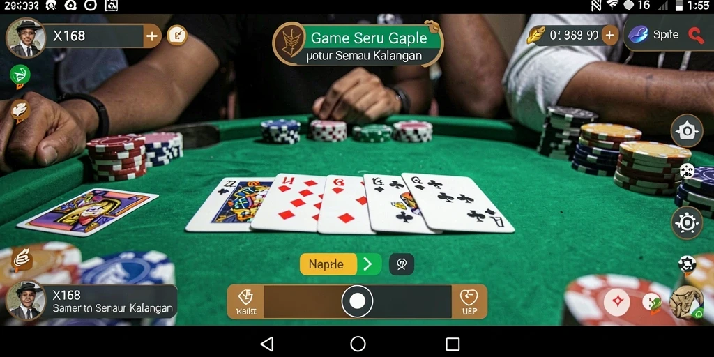 Tampilan gameplay Gaple yang menarik dan interaktif di X168.